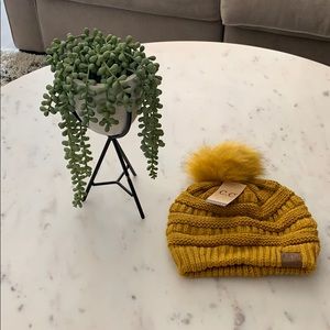 Mustard Beanie with Pom Pom